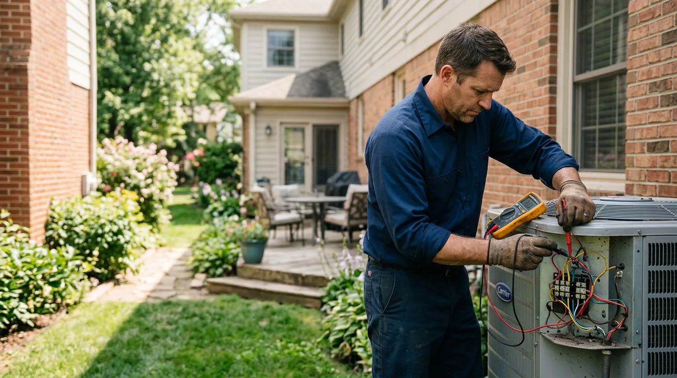 HVAC technician working near Hills, IA